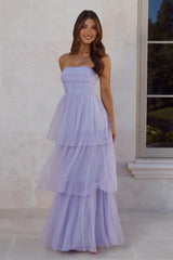 Premiere Glam Strapless Tulle Maxi Dress Lilac
