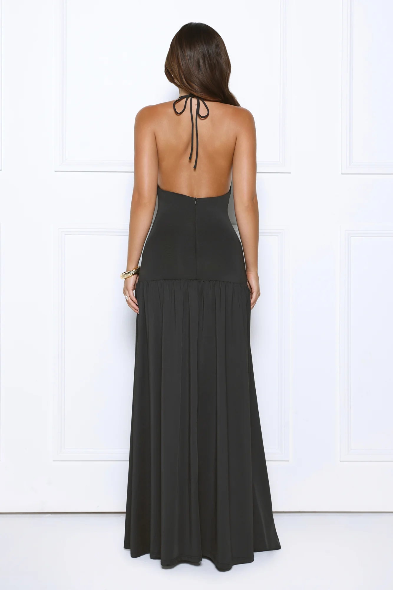 Hot Girl Confidential Halter Maxi Dress Black